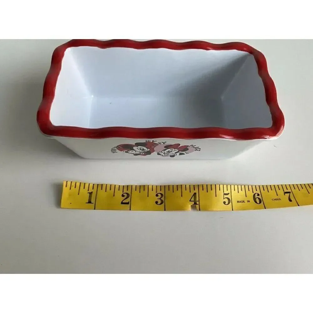 Disney‎ Mickey Minnie Valentine’s Mini Loaf Bread Baking Pan Dish Ceramic…